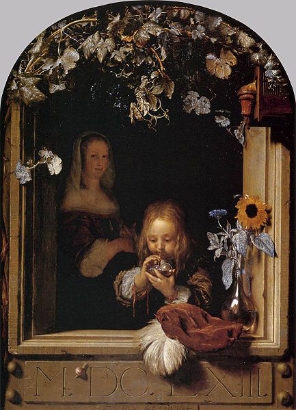 Frans van Mieris Boy Blowing Bubbles.